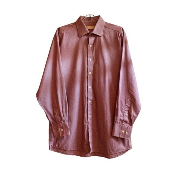 Michael Michael Kors houndstooth button down shirt men's sz 15.5 red long sleeve - Picture 1 of 7